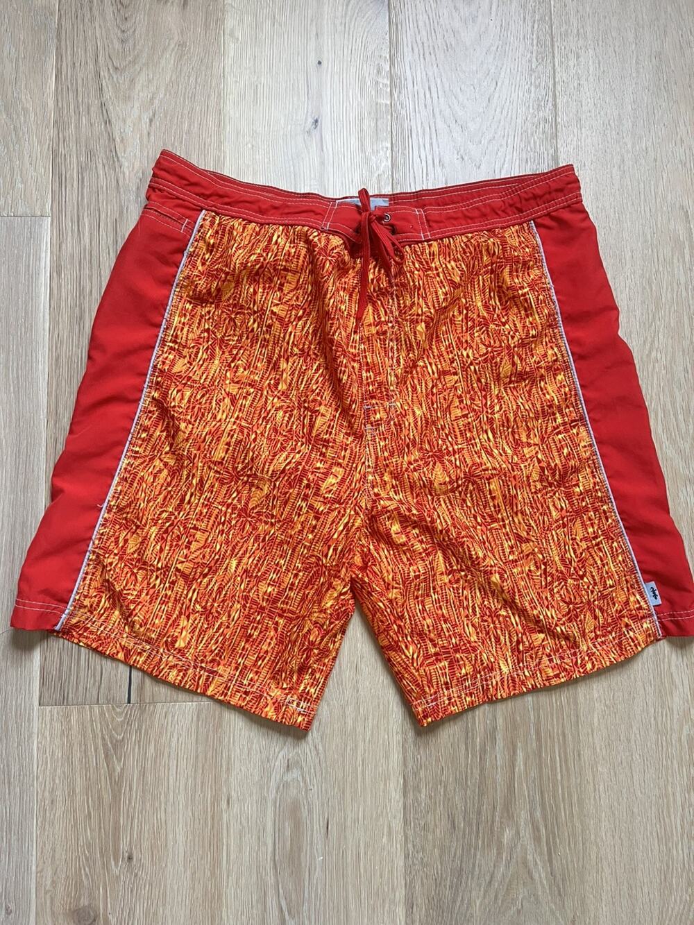 Vintage Y2K IGUANA Sportswear Board Shorts Mens XL Orange Swim Trunks Surf